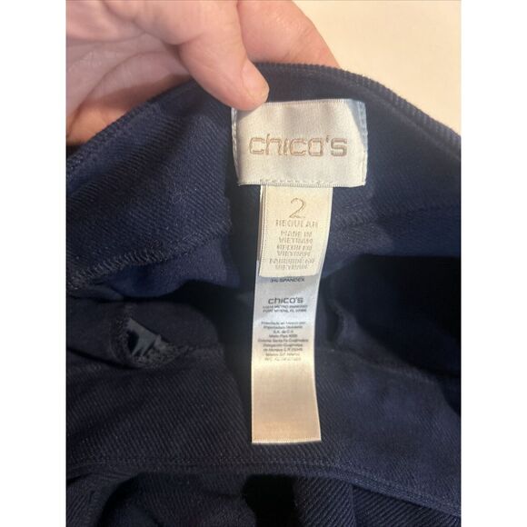 Chicos Pants Womens 2 ≈ 12 Navy Polyester Stretch Career Work Dress Slacks.34X29 - Picture 5 of 6